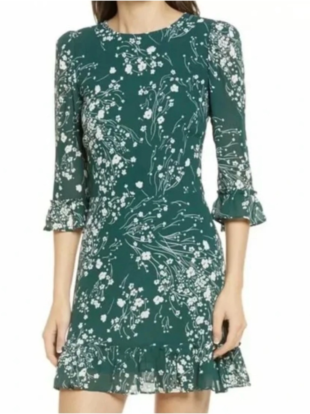 Reformation Green Floral Dress